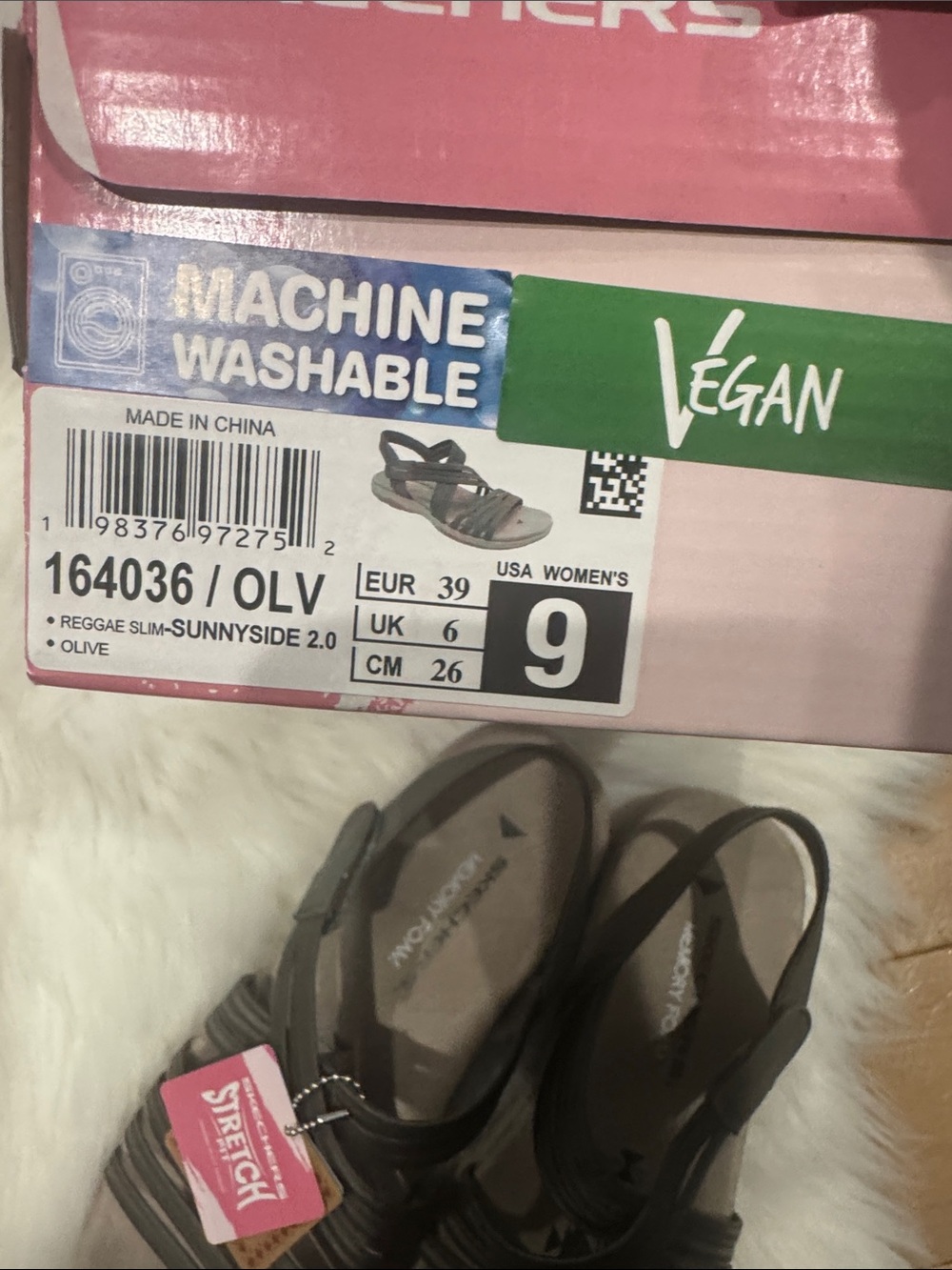 Skechers Women’s Olive Green Stretch-Strap Slingback Sandals 9 - Picture 2 of 5